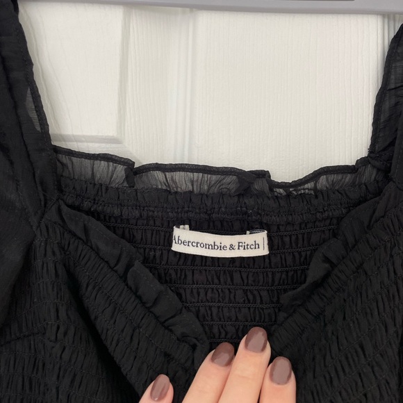 Black Abercrombie tight ruffle dress. Small tall - Picture 3 of 4